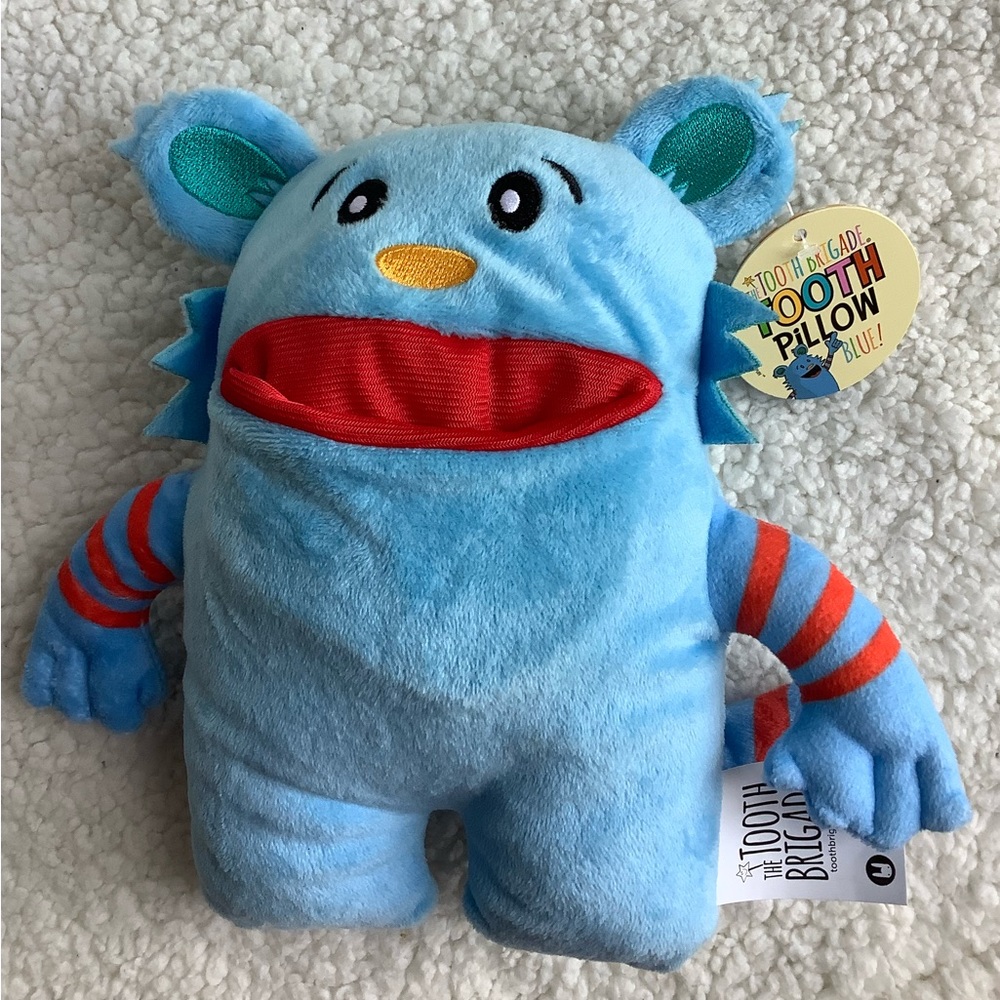 The Tooth Brigade Blue Monster Tooth Fairy Pillow Plush Stuffed Animal with Tags